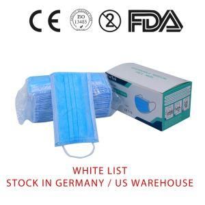 Stock in German /USA Warehouse+White List+Ce Certified En14683 Type Iir 2r Disposable Medical Face Mask Bfe98 safety Mouth Nose Cover 17.5X9.5cm