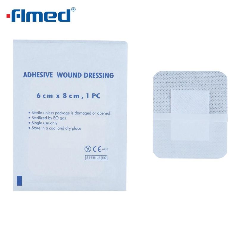 Medical Disposable Non-Woven Wound Dressing with Absorbent Pad, Self-Adhesive, Sterile