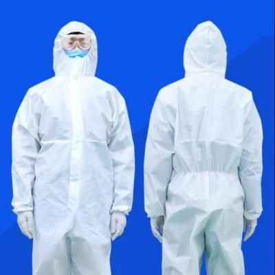 White Disposable SMS Hooded Coverall Disposable for Civil Use