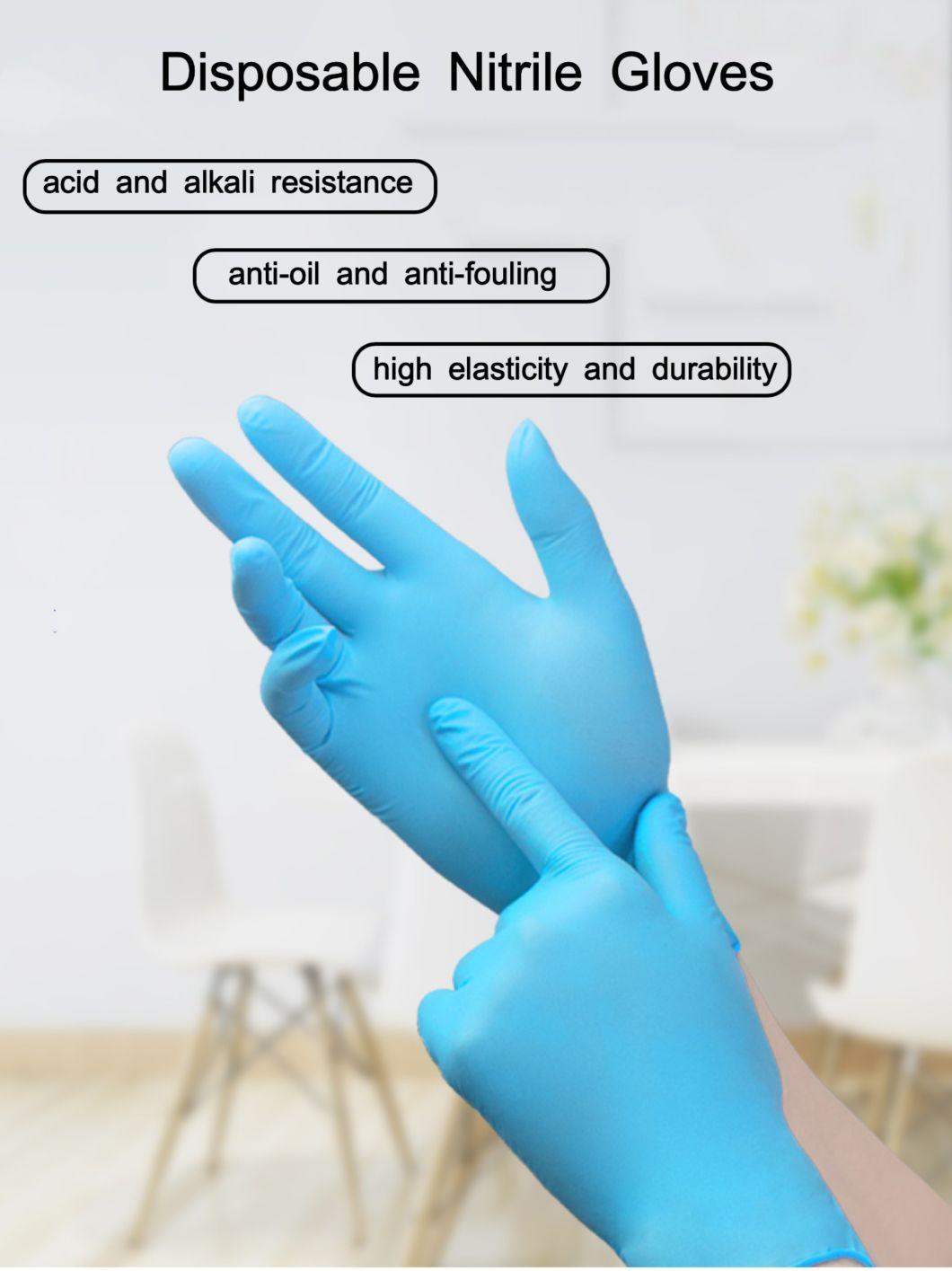 Powder Free 510K En455 Disposable Nitrile Examination Gloves for Chemical Lab Use