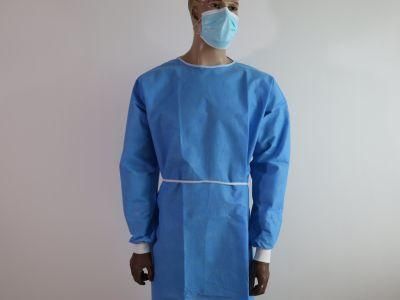 Disposable Thickened Non-Woven SMS Isolation Gown with Knitted Sleeves and Waterproof Protective Clothing with High Quality