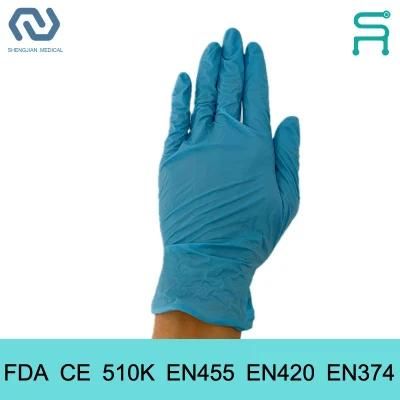 Powder Free 510K En455 En420 Disposable Nitrile Examination Gloves with Free Sample