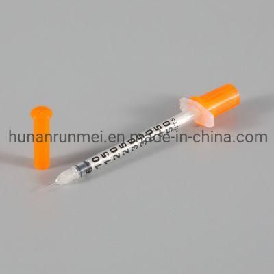 Disposable Medical Supplies Insulin Syringe with Orange Cap