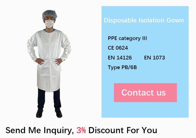 Anti-Radioactive Dust Waterproof Disposable Gowns White PPE Isolation Gown for Outpatient Pharmacies