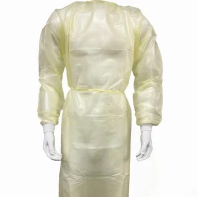 Disposable Isolation Gown PP Laminated PE Fabric Yellow Waterproof Gown Hospital Gowns