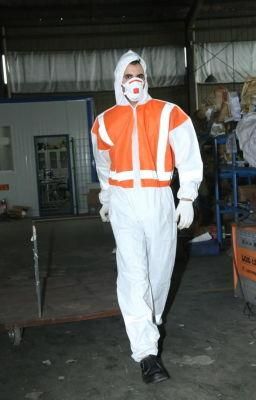 High Visible Disposable Jumpsuit Non Woven Fabric with Reflective Tape