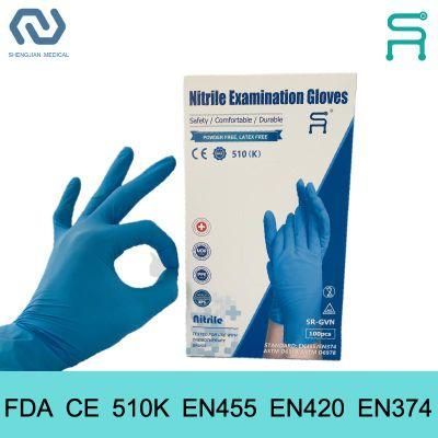 FDA 510K Nitrile Examination Gloves for Hospital Chemical Lab Use Nitrile Gloves