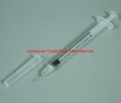 CE Approved Manual Retractable Luer Lock Safety Syringe with Retractable Needle Vaccinate Syringe