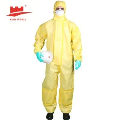Yellow Color PP+PE Film Coated Security Coverall Working