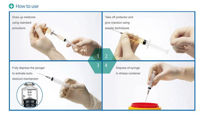 Auto Disable 0.5ml 1ml Vaccine Syringe with Needle CE ISO