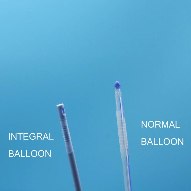 2 Way Integrated Flat Balloon Silicone Urinary Catheter with Unibal Integral Balloon Technology Open Tipped Suprapubic Use Blue