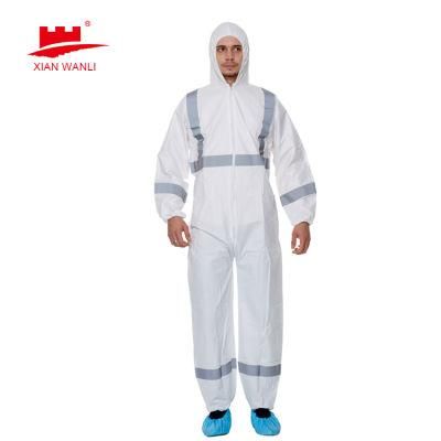 Medical Consumables Non Woven SMS Overall Protective Fluid Resistant Disposable Coverall with Zipper