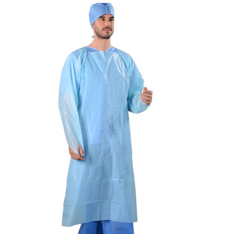 Disposable Waterproof AAMI Level 2 Plastic Hospital CPE Gown