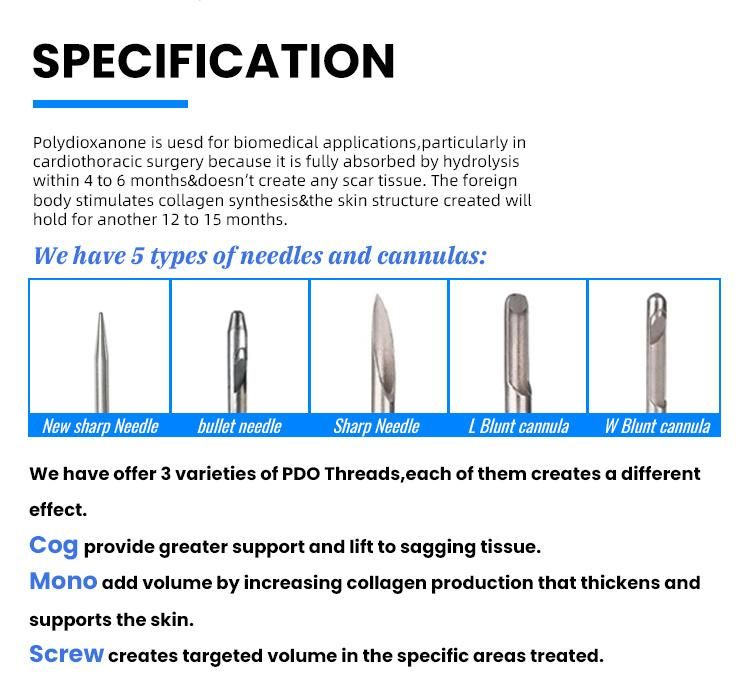 Barb Cog 4D Tornado Lift Absorble Suture Barbed Pdo Thread