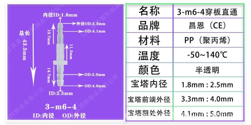 High Temperature Resistance and Corrosion Resistance Plastic Wear Plate Straight Joint Plastic Hose Joint Variable Diameter Straight Joint