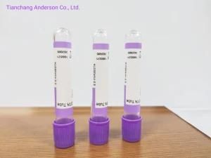 Medical Disposable Vacuum Blood Collection Pet Glass EDTA K2 Tube Purple Cap