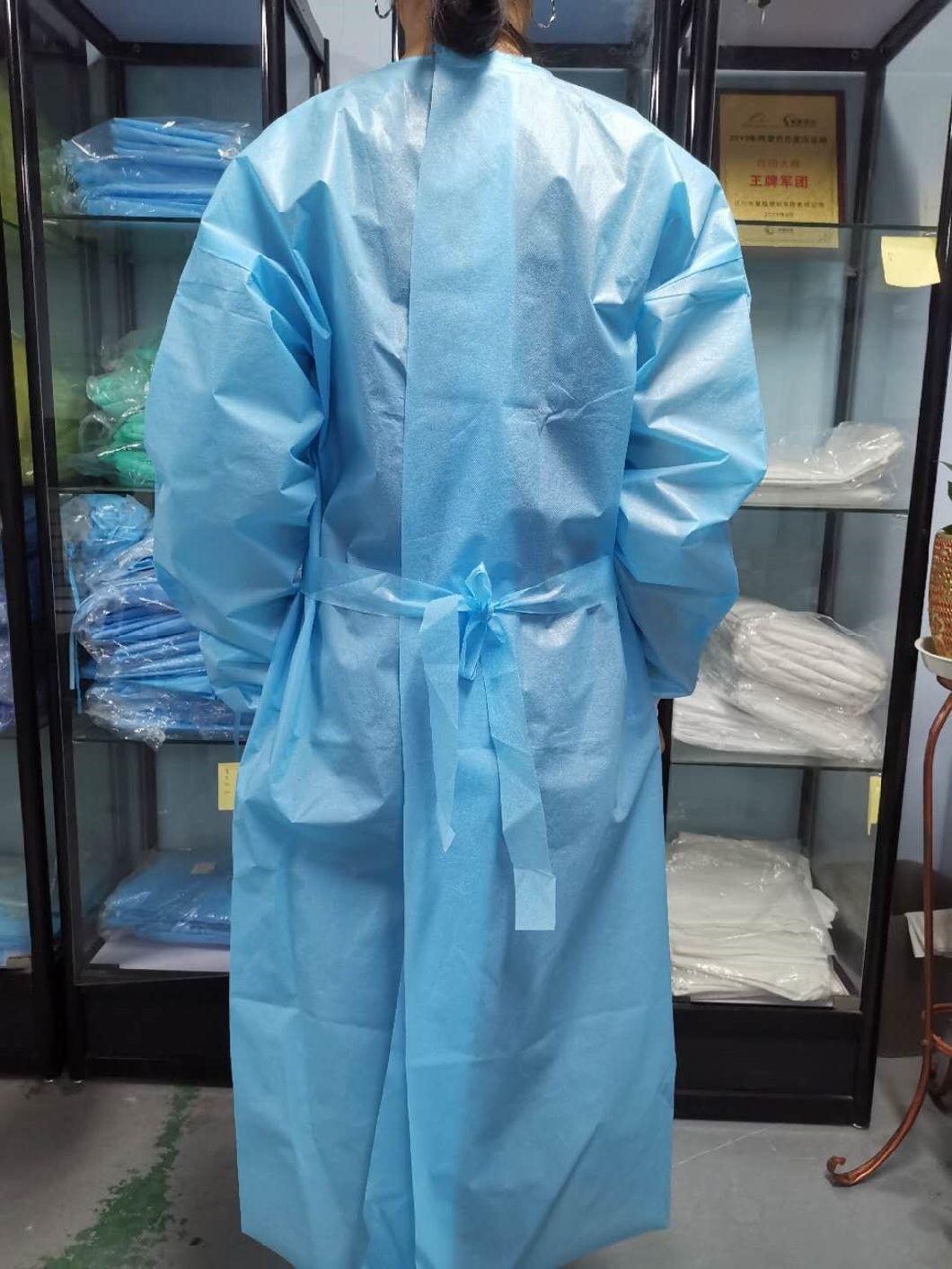 Level 3 PPE CE Approved Disposable PP PE Isolation Gown with Knitted Cuff