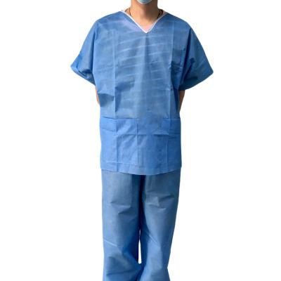 Non Woven Short Sleeves Nursing Uniforms Sets Scrubs Isolation Gown Nurse Nursing