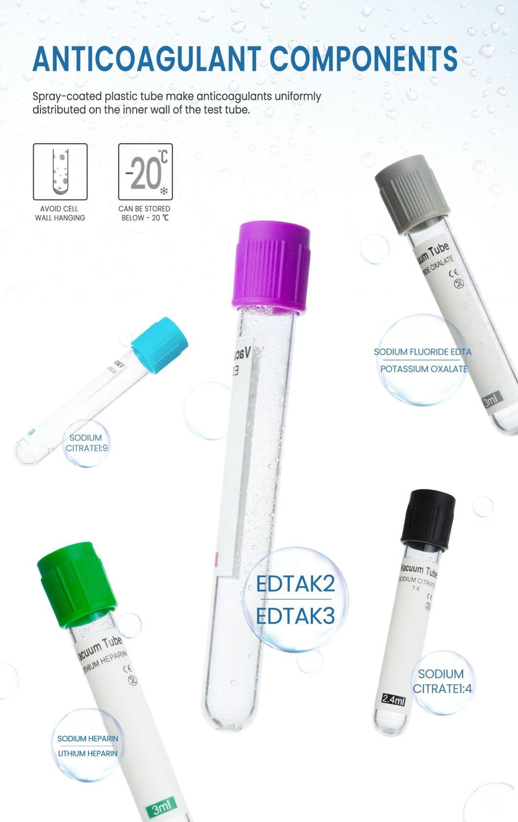 Medical Disposable Vacuum Blood Collection Tube Non Vacuum Blood Collection Tube