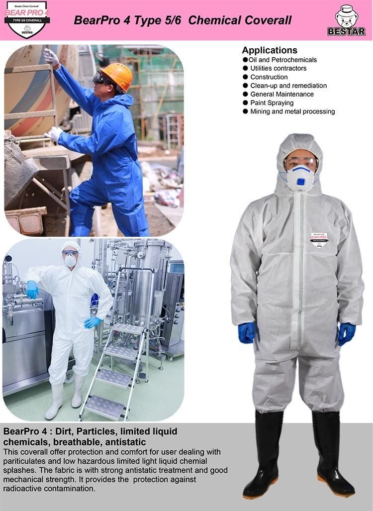 CE Certified Disposable SMS Type 5/6 Economical Breathable Medical Coverall