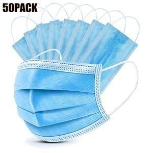 Non-Woven Fabric 3 Ply Disposable Face Covers, Blue, Mouth Masks
