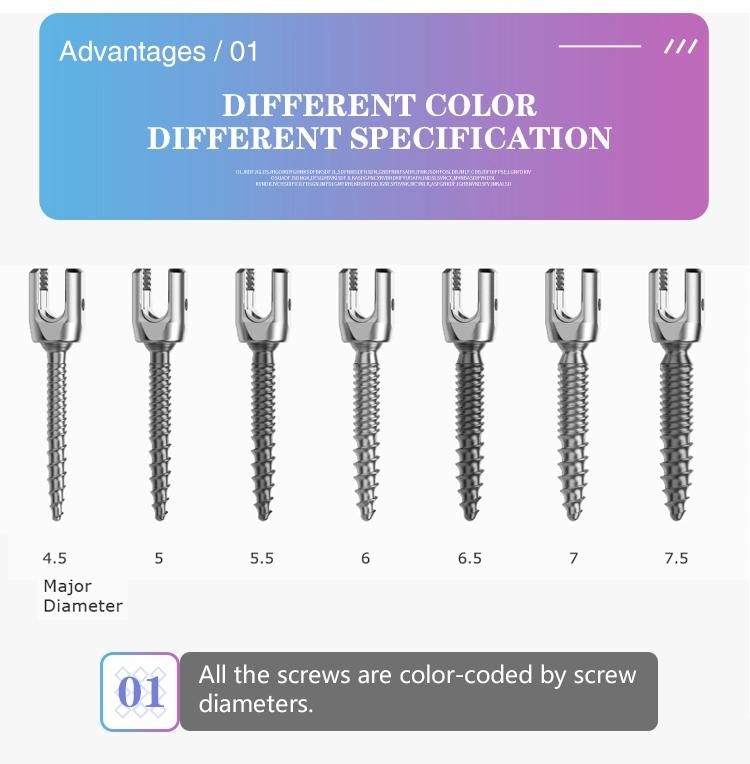 Orthopaedic Spine Implants Spinal System Double Core and Double Thread Pedicle Screw