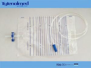 Disposable Medical 2000ml Urine Bag with Cross Valve