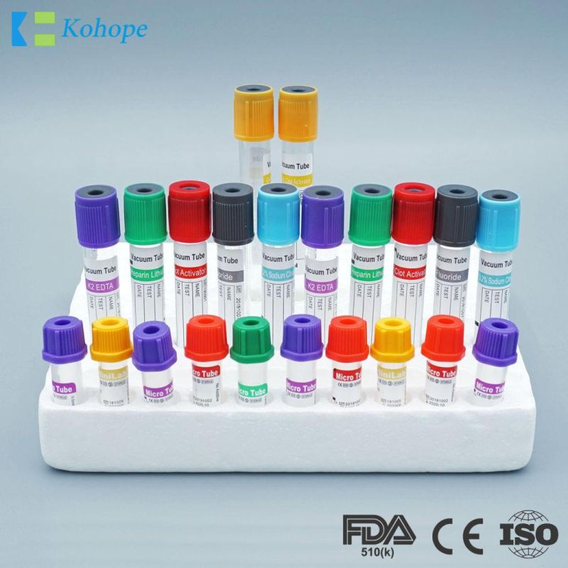 Medical Disposable Vacuum Blood Collection Tube, High Quality Vacuum Tube for Hospital, Color Code Cap