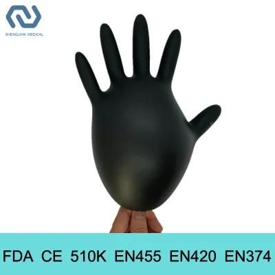 Black Powder Free Disposable Nitrile Gloves for Food Grade