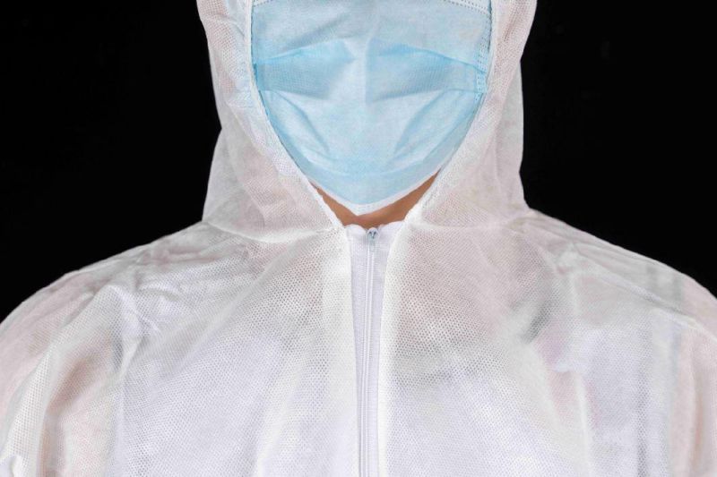 Anti-Static Disposable Type5/6 Protective Coverall with Hood Waterproof Disposable SMS Full-Body Gown