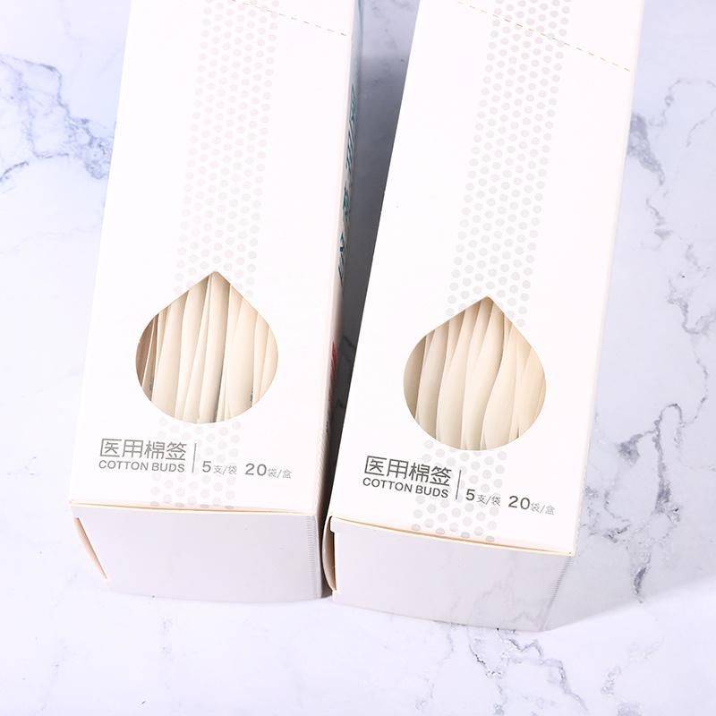 Single Tip Cotton Medical Disposables Wooden Swab