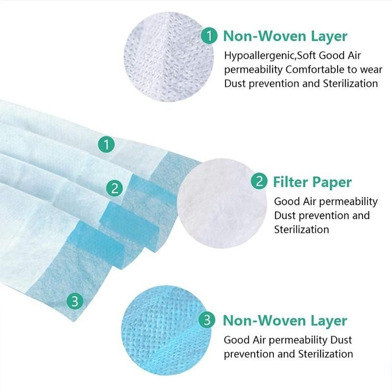 3 Ply Non Woven Safety Sanitary Wholesale Protective Disposable Custom Face Mask