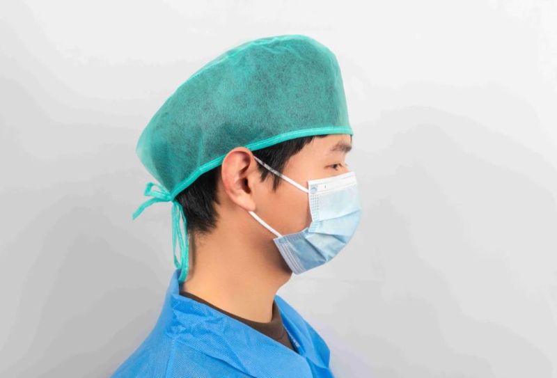 Disposable Medical Use Non-Woven/SMS Doctor Cap with Ties for Hospital/Operation Room