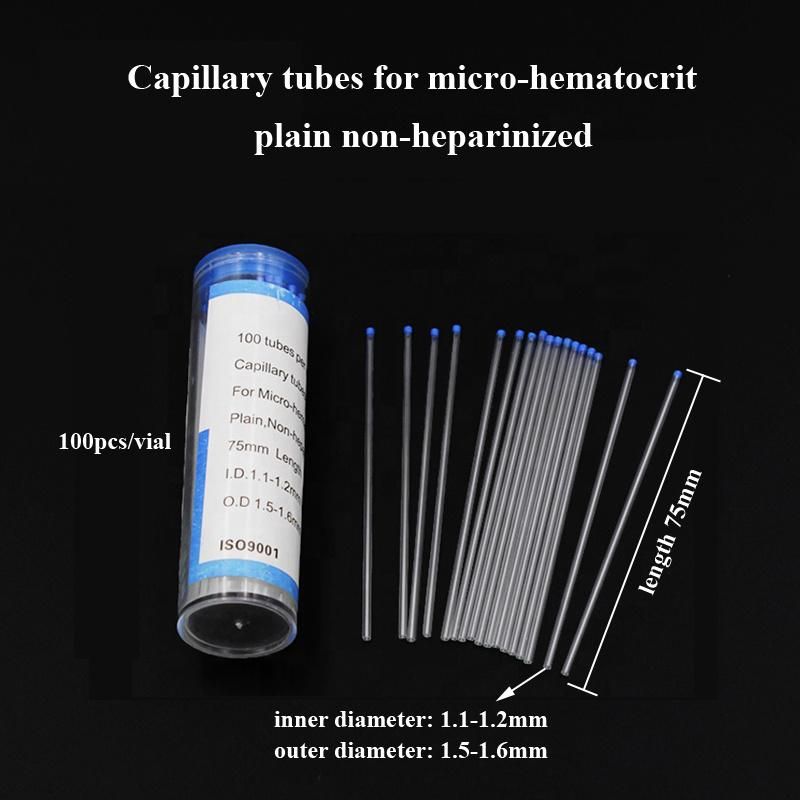 Medical Glass Micro Hematocrit Capillary Tubes Micro with Heparin for Blood Testing
