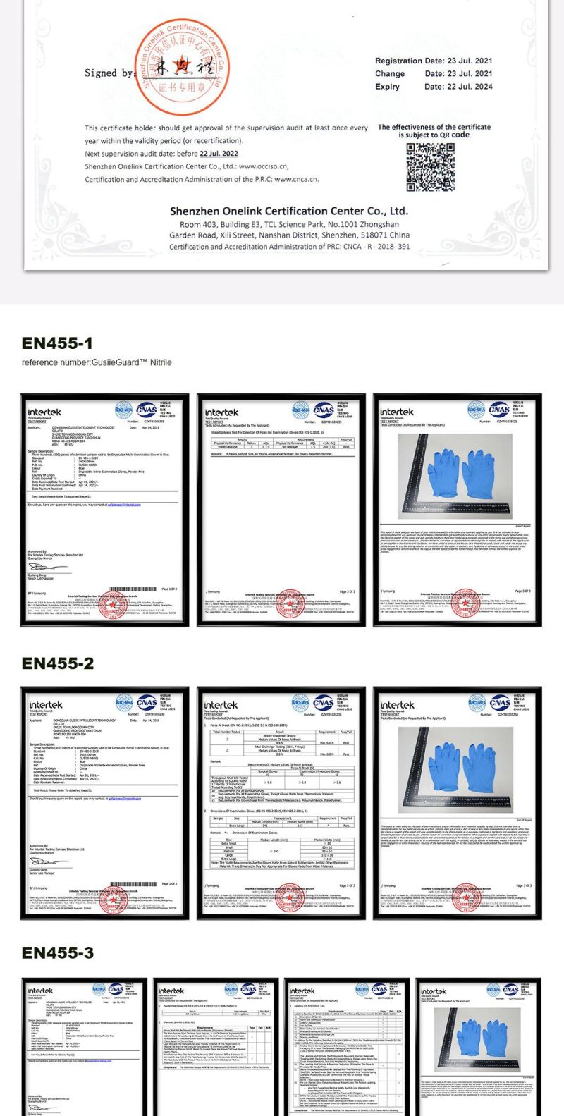Gusiie Blue Nitrile Medical Examination Large Gloves