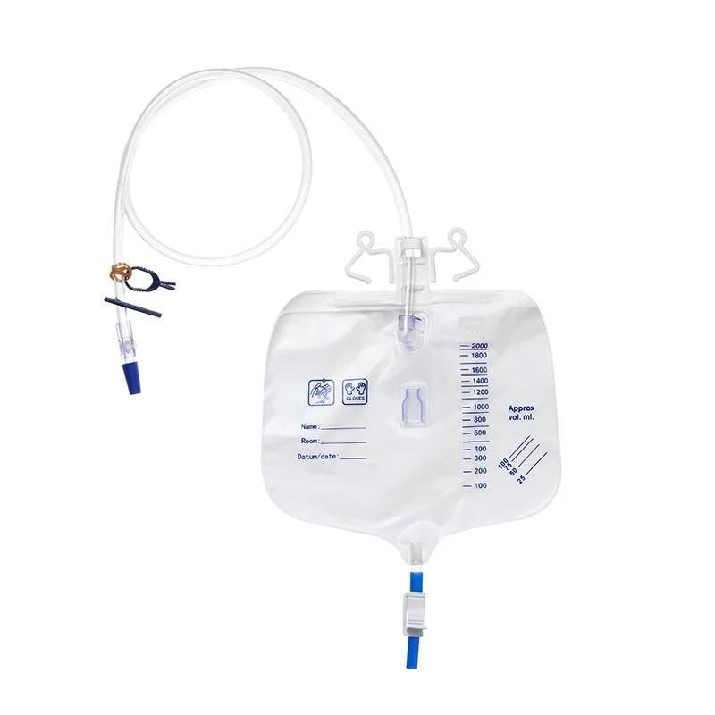 Medical Disposable 2000ml Urine Drainage Bag Medical Grade PVC Transparent Urine Collection Bag for Adult