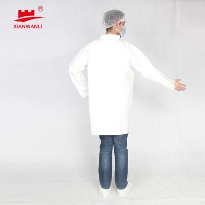 CE Certified Disposable Single Use PP SMS Micro Porous Protective&Breathable Lab Coat for Doctor, Nurse, Visitor, Hospital, Dental, Cleaning