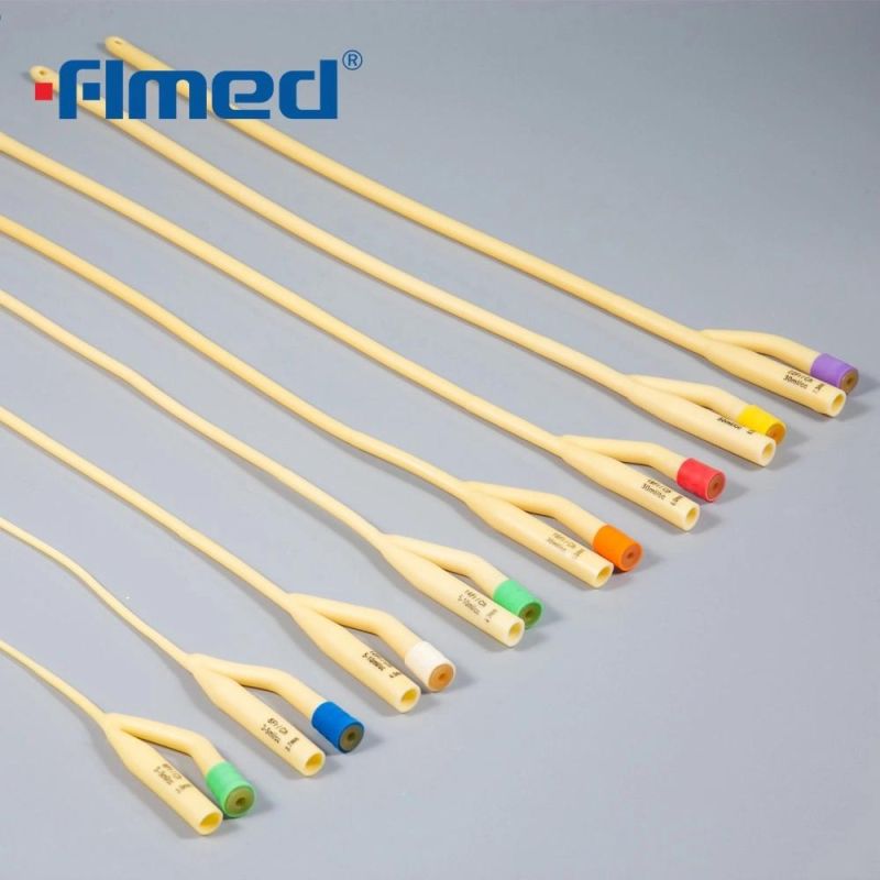 Silicone Coated Latex 2 Way Foley Balloon Catheter for Medical Use