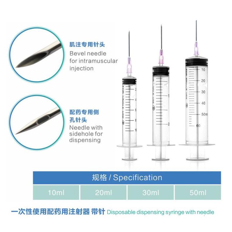 Disposable Medical Grade PP Syringe for Single Use with All Sizes