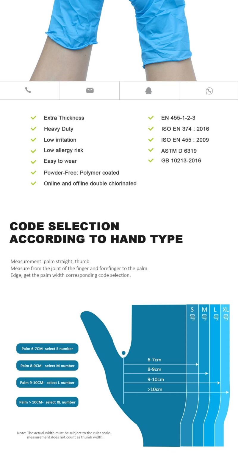 CE Approved Disposable Blue Examination Nitrile Gloves Exam Glove