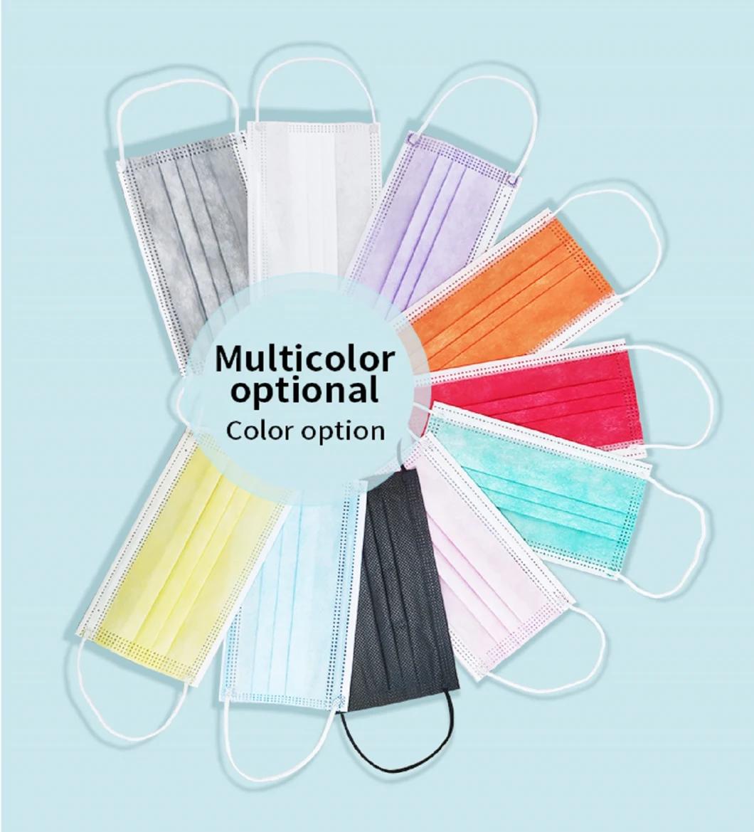 50PCS/Box Breathable Nose Mouth Cover 3 Filter Layer Earloop Disposable Face Mask Nonwoven Face Mask