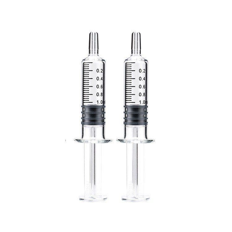 1ml Lure Lock Glass Syringe Gold Metal Push Syringe Packaging Colorful Needle Syringes