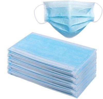 FDA 510K CE En14683 Approved Anti Virus Dust 3 Ply Non Woven Fabric Blue Disposable Medical Protective Face Mask