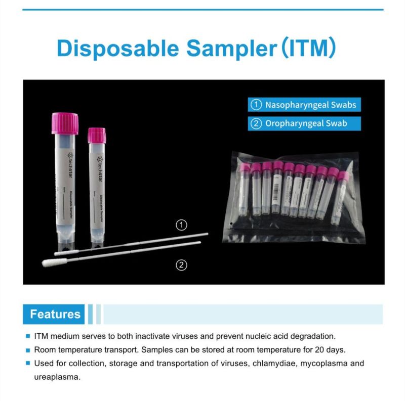 Techstar Disposable Medical Virus Sampling Kit Sample Test Tube with Oral Nasal Swab