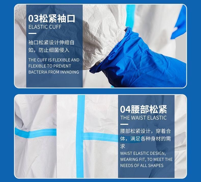 Rested in Protection Suit for Use Protection Suits, PE Protection Film Bata Descartabl Medica with Boot Cover Fato Protekao