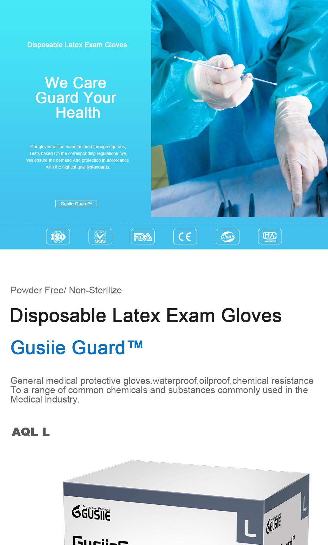 Made in China Competitive Price Powder Disposable Rubber Gloves in Different Colour Latex Medical Examination Powder Free Latex Gloves