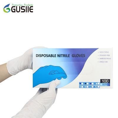 Xs-XL Disposable Powder Free Blue Nitrile Gloves