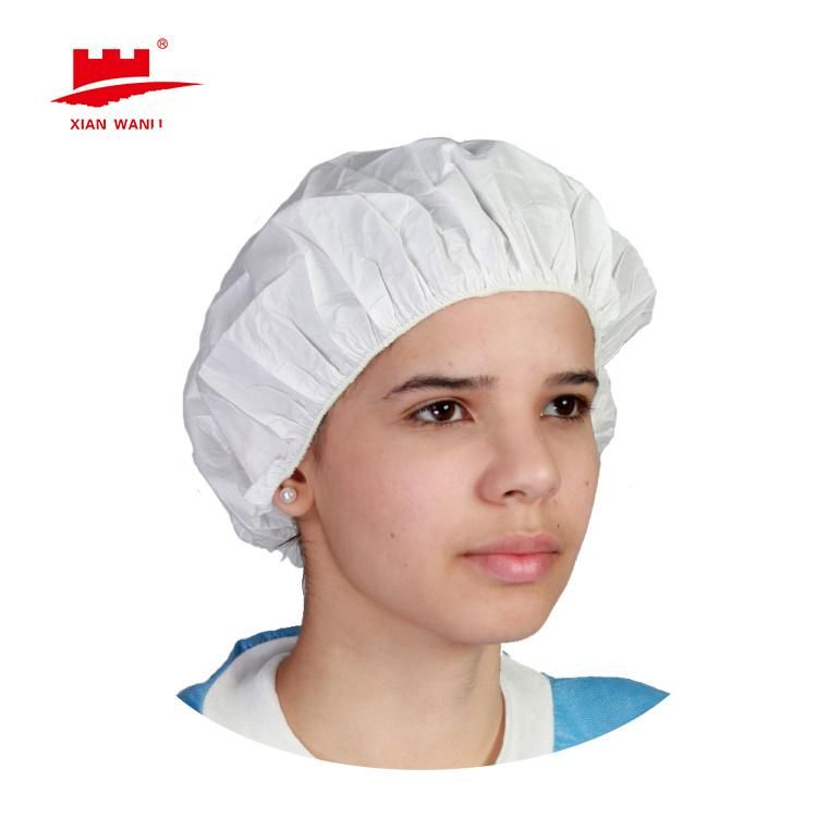 White Color Disposable Non Woven PP Bouffant Cap Hair Net for Industry