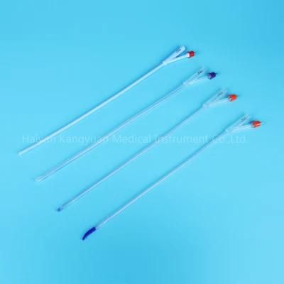 Blue 2 Way Silicone Foley Catheter with Unibal Integral Balloon Technology Integrated Flat Balloon Open Tipped Suprapubic Use Catheter