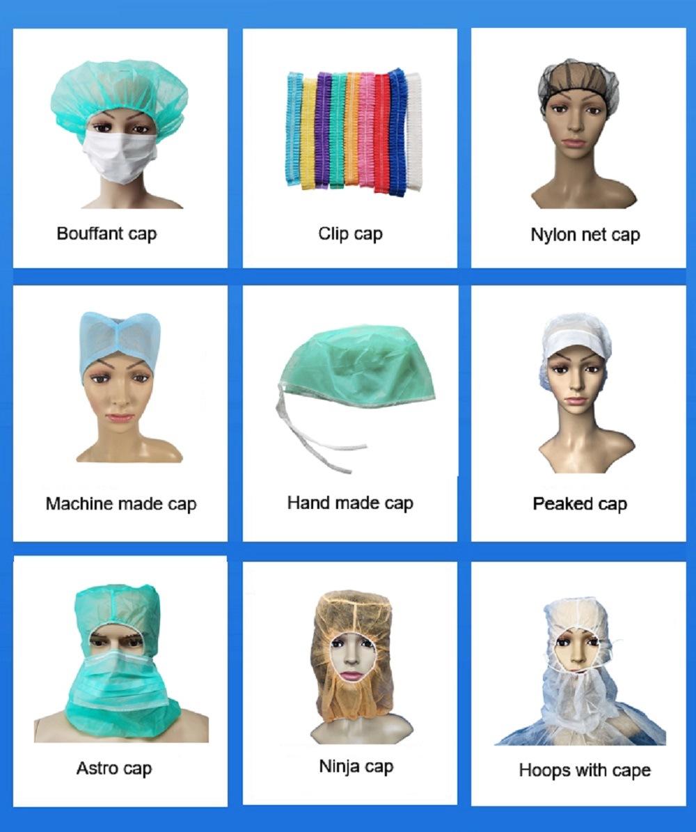 Spp Elastic Safety Single Use Head Cap Non-Woven Electronic Industry Workshop Hairnet Face Mask Beanie Hat